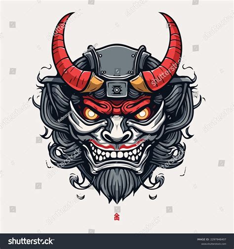 Japanese Kabuki Oni Mask Traditional Samurai Stock Vector (Royalty Free ...