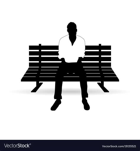 Man silhouette sitting on bench Royalty Free Vector Image