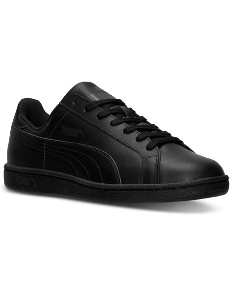 PUMA Men'S Smash Leather Casual Sneakers From Finish Line in Black for ...