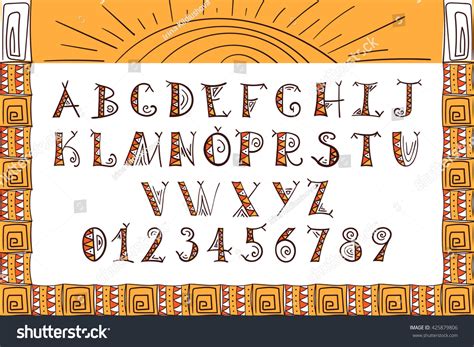 Tribal Font Ethnic Alphabet Vector African: vector de stock (libre de ...