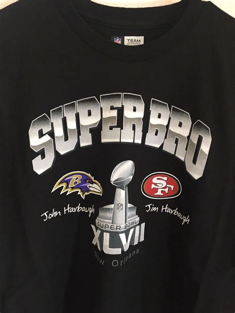 Super Bro Super Bowl XLVII John Jim Harbaugh Ravens 49er's Sz XL Mens ...