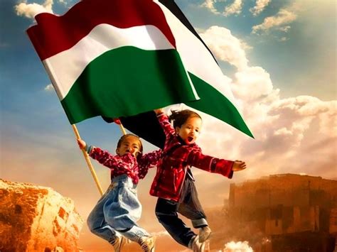 Premium AI Image | Children holding palestine flag hires stock ...