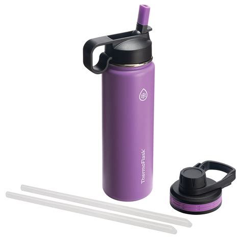 Thermoflask Stainless Steel Water Bottle With Chug and Straw Lid, 24oz ...