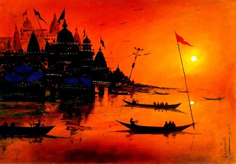 Buy Varanasi Ghat-VIII Handmade Painting by MondeArt. Code:ART_3780 ...