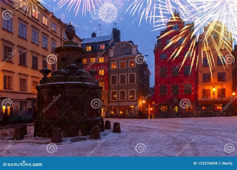 Gamla Stan at Night, Stockholm Stock Photo - Image of fireworks, color ...