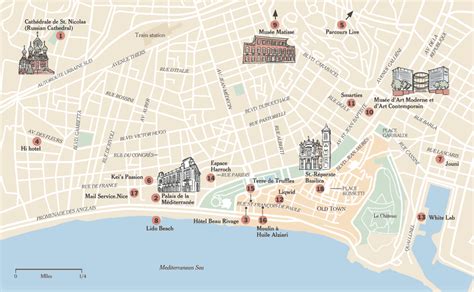 Nice France Map Tourist Attractions - TravelsFinders.Com