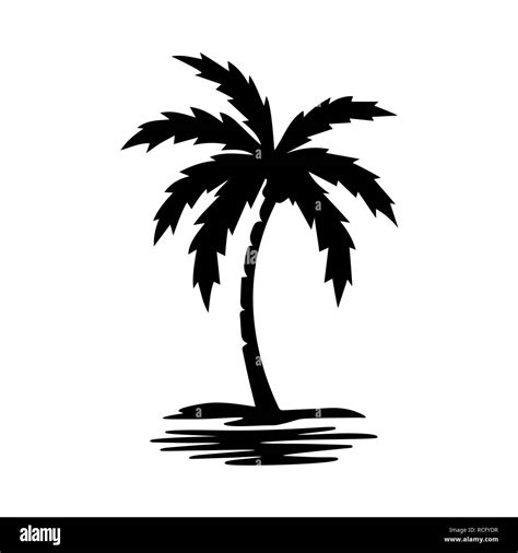 Palm tree silhouette vector image Stock Photo - Alamy