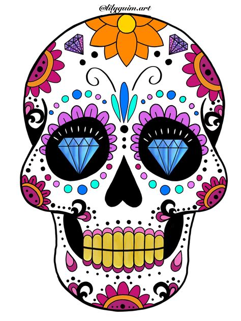 El dia de los muertos | Sugar skull drawing, Sugar skull art, Sugar ...