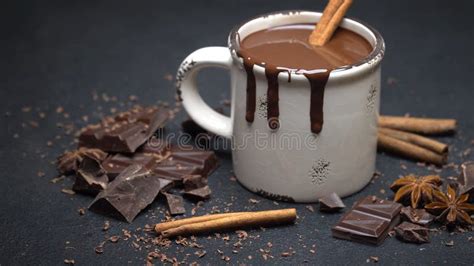 Mug with Hot Chocolate and Cinnamon Stick Stock Photo - Image of coffe ...