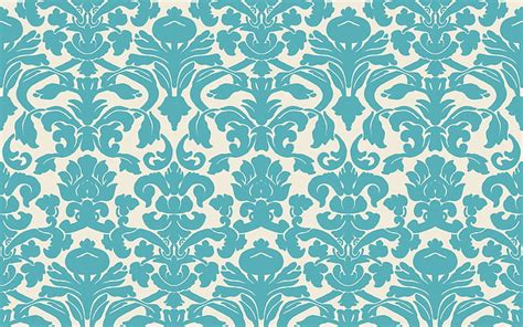 HD wallpaper: Blue Damask, teal and white damask print, texture, floral ...