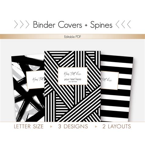 Binder Cover Printable, Minimalist, Mid Century, Editable PDF, Black ...