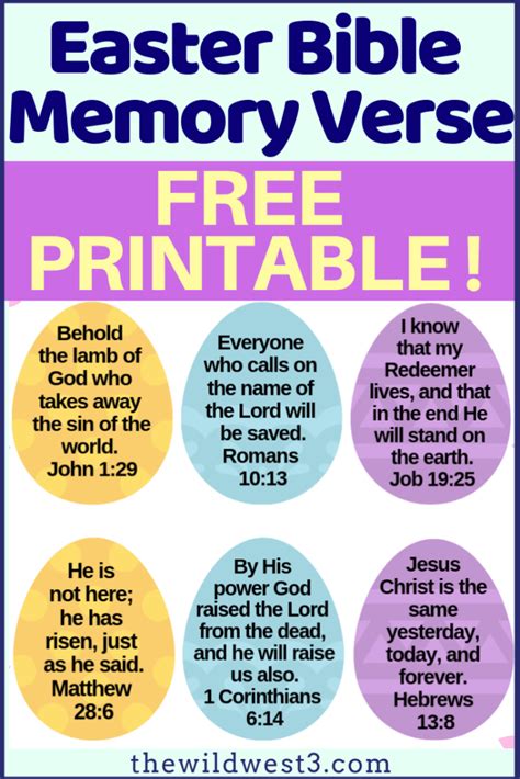 Easter Bible Verses for Kids - Free Printable Memory Verses – The Wild ...