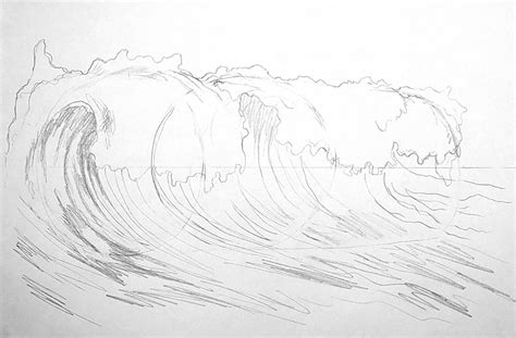 How To Draw Ocean Waves With Pencil