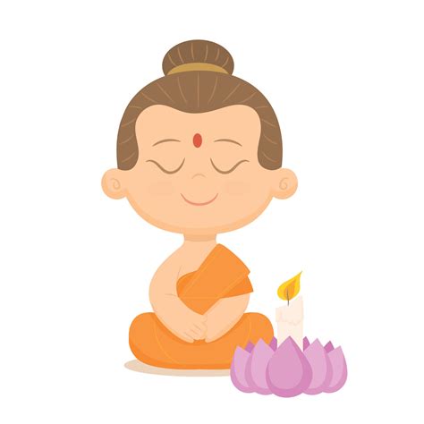 Little buddha cartoon character meditation on lotus flower 34784595 ...