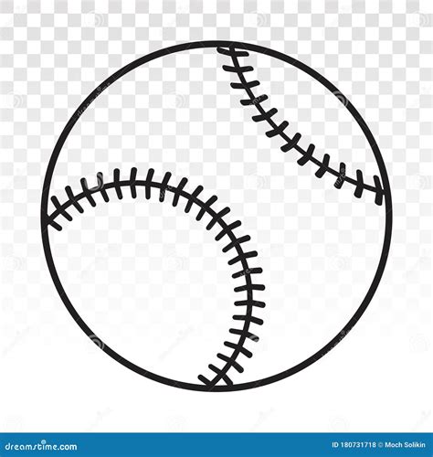 Baseball Ball Vector Line Art Icon for Sports Apps or Website on a ...