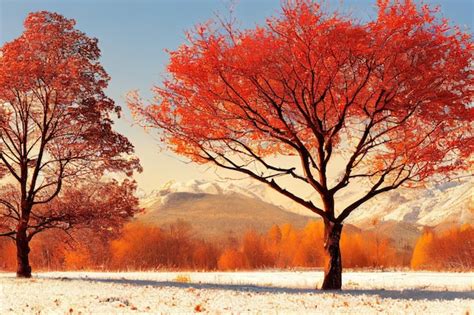 Premium Photo | Beautiful autumn landscape with forest tree falling ...