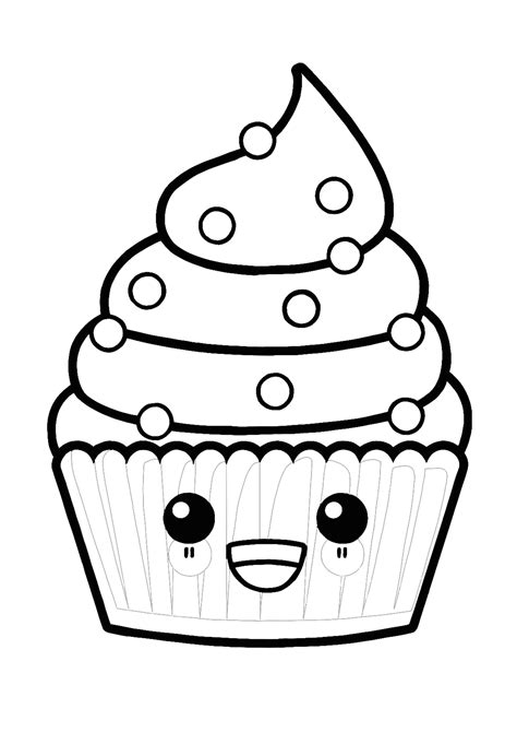 Kawaii Cupcake Coloring Pages