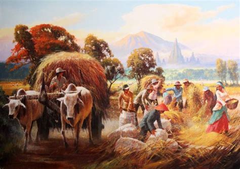 Great Harvest - Prambanan Painting by Pardoli Fadli | Saatchi Art