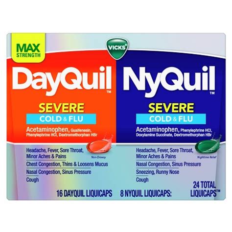 Vicks Dayquil & Nyquil Severe Cold & Flu Medicine Liquicaps - 24ct : Target