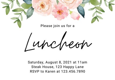 Custom Printable Luncheon Invitation Downloadable Luncheon - Etsy UK in ...