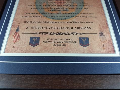 BEST Coast Guard Creed Aged Parchment Framed Matted | Etsy