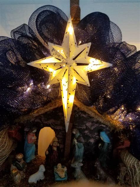 Lighted Nativity Scene with lights Manger Scene Christmas | Etsy