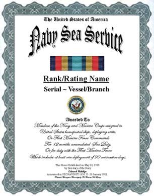 Navy Sea Service Ribbon Display Recognition Form