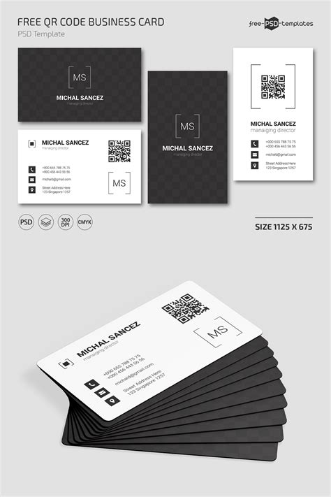 Free QR Code Business Card Template for Photoshop (PSD)