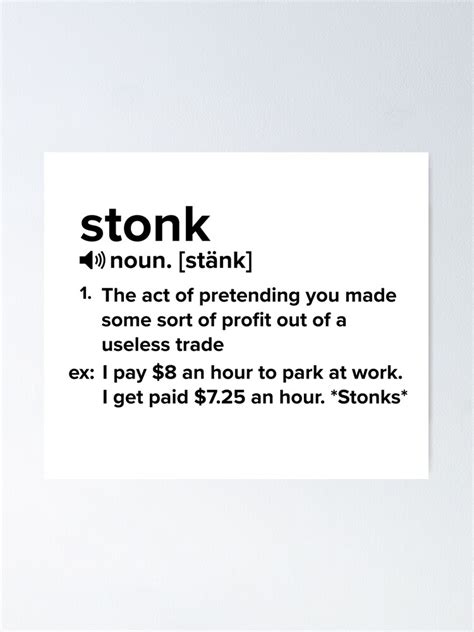 "Stonks Definition | Meme Stonks Finance Dictionary " Poster for Sale ...