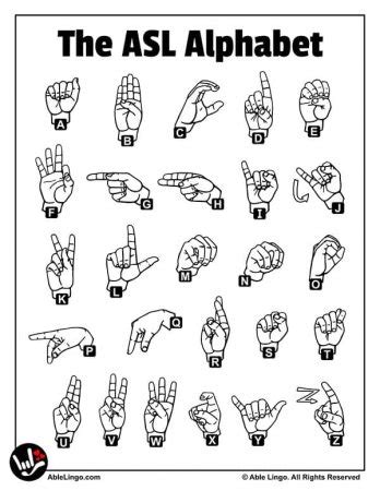 FREE ASL Alphabet Chart - American Sign Language - Able Lingo ASL