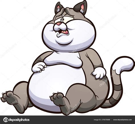 Blue Fat Cat Cartoon Clipart