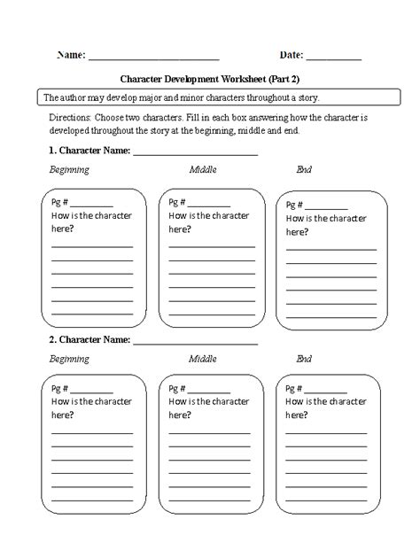 Character Analysis Worksheets | Character Development Character ...