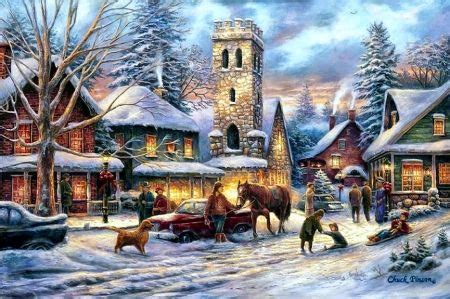 Christmas Village Painting at PaintingValley.com | Explore collection ...