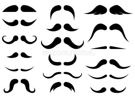 Black Mustache Collection Vector Illustration Isolated on White Stock ...