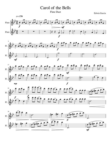 Carol of the Bells sheet music for Flute download free in PDF or MIDI