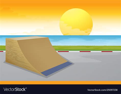 A skatepark sunset scene Royalty Free Vector Image