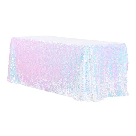 Large Payette Sequin Tablecloth 90"x156" Rectangular - Iridescent Whit ...