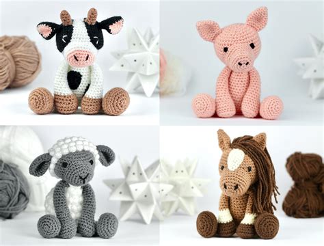 Amigurumi Farm Crochet Patterns X4 PDF Horse Pig Sheep Cow - Etsy