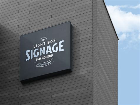 Free Wall Mounted Logo Signage Board on Building Mockup :: Behance