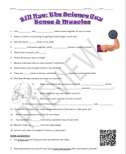 Bill Nye the Science Guy - BONES & MUSCLES (Video Guide) | Teaching ...