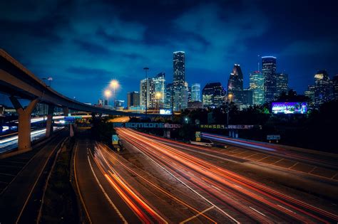 Houston Night Skyline - The Physicians Road