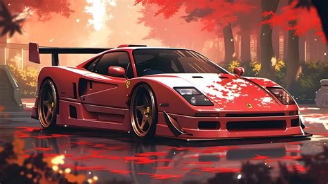 Red Ferrari F40 Wallpaper for Desktop - Cool Ferrari Wallpaper 4K