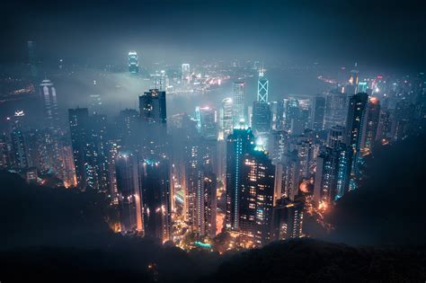 cityscape, Mist, Night, Hong Kong Wallpapers HD / Desktop and Mobile ...