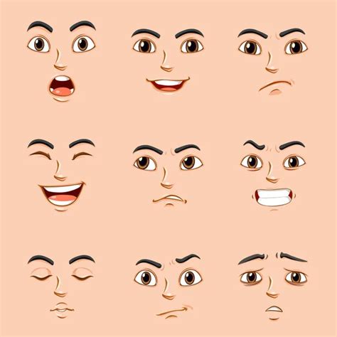 Expresiones faciales para el carácter femenino vector, gráfico ...