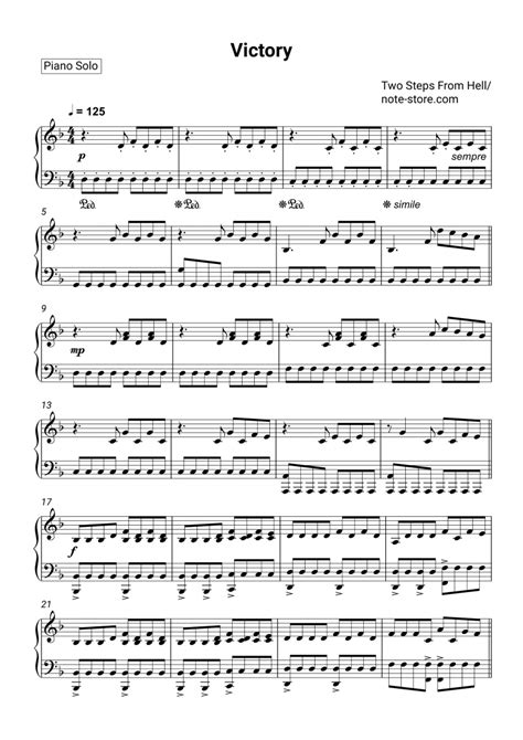 Two Steps from Hell - Victory sheet music for piano download | Piano ...