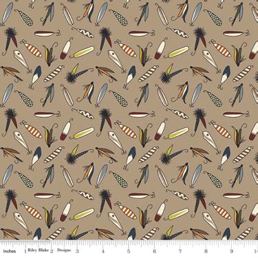 28 Remnant of Riley Blake Basics Cabin Fever Flies Tan Flannel Fabric F7148