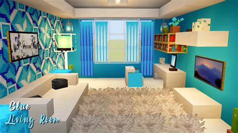 Blue Themed Living Room Tutorial (Minecraft PE 1.16 Beta) - YouTube