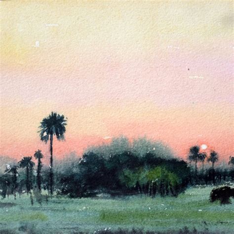 Original watercolour painting - Sunrise | Handcrafted in Bengal