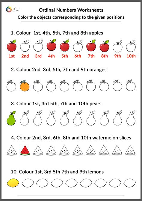 Activities For Teaching Ordinal Numbers