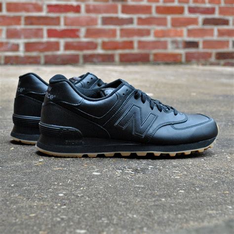 New Balance - 574 Leather - Black with Gum | New balance 574, All black ...